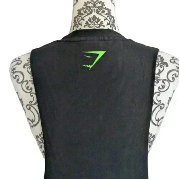 Gymshark Muscle Tank Black Green Graphic Logo Workout Top Men's size Medium - Picture 6 of 11